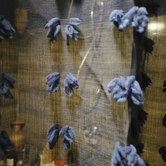 Navy Blue grommet top sheer curtains 2 panels - Picture 4 of 6